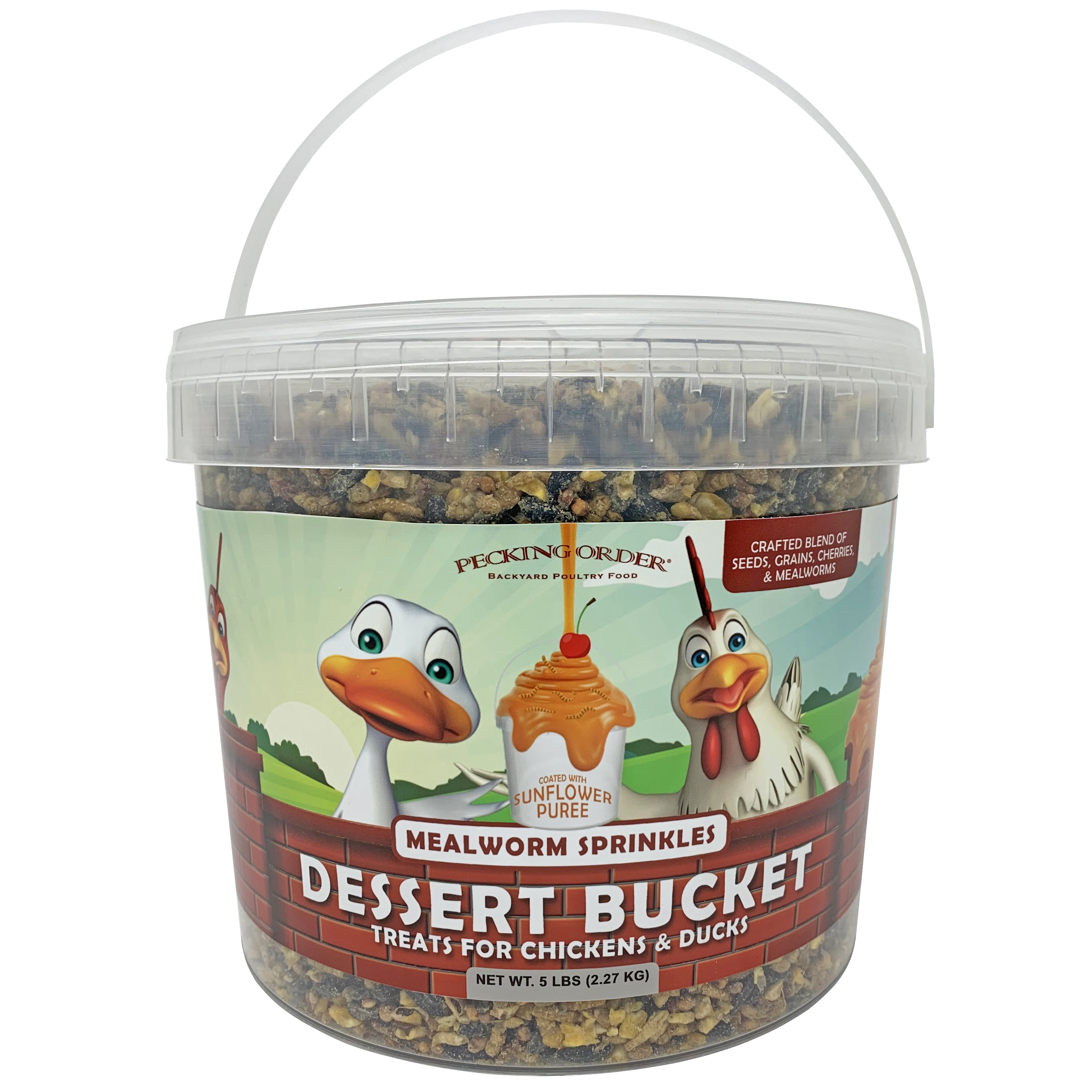 Pecking Order Dessert Bucket with Mealworm bits, 5 lb. for Poultry with ...