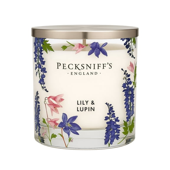 Pecksniff’s 3 Wick Candle – Lily & Lupin, 550 g / 19.4 oz – Long Lasting Burn, Elegant Home Decor & Relaxing Ambiance