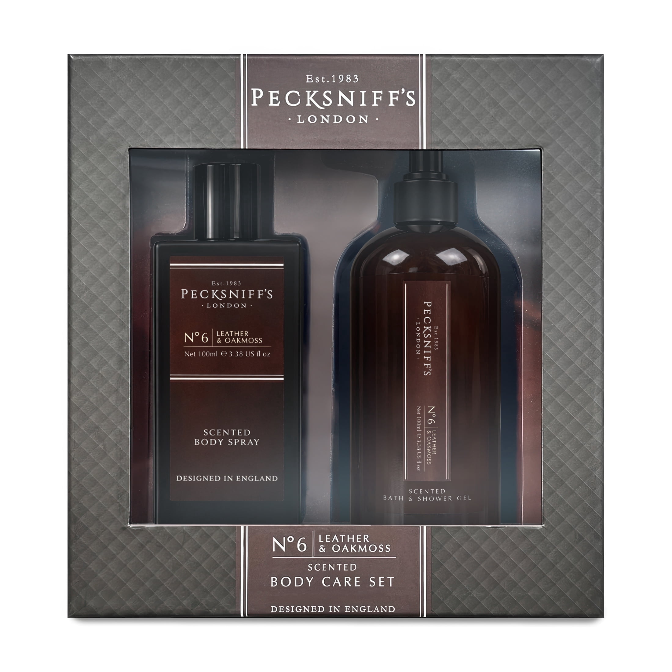 Pecksniffs Leather & Oakmoss Men's Gift Set: Eau de Cologne, 3-in