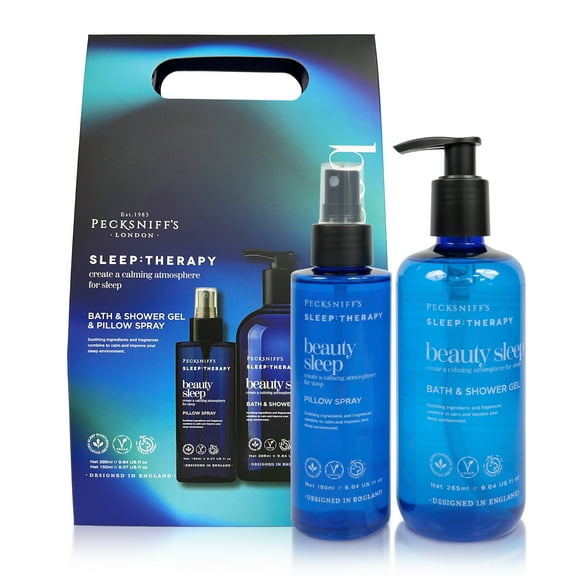 Pecksniff's Sleep Therapy Duo Gift Set Beauty Sleep Bath & Shower Gel 300 ml & Pillow Spray 100 ml Relaxing Aromatherapy for Restful Nights