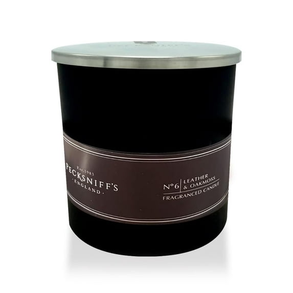 Pecksniffs Black Leather & Oakmoss Scented Candle | 1 Wick, 184g/6.49oz
