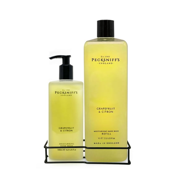 Pecksniffs Classic Grapefruit & Citron Moisturizing Hand Wash 500ml/16.9 Fl oz and Hand Wash Refill 1L/1000ml,33.8 Oz