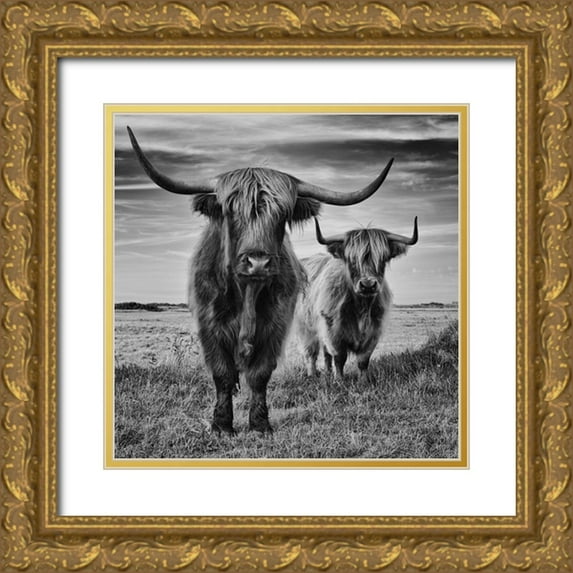 Pecqueux, Stephane 15x15 Gold Ornate Wood Framed with Double Matting Museum Art Print Titled - Highlands