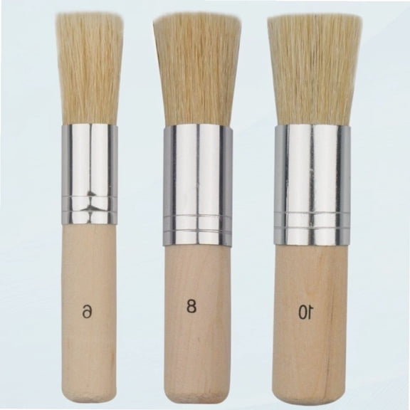 Pectiften Wooden Stencil Brush Set of 3, Pure Natural Hair DIY Art Crafts Painting Brush, Suitable for Acrylic Paint, Wood, Oil Painting, Watercolor Painting, Stencil Project