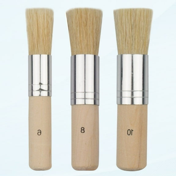 Pectiften Wooden Stencil Brush Set of 3, Pure Natural Hair DIY Art Crafts Painting Brush, Suitable for Acrylic Paint, Wood, Oil Painting, Watercolor Painting, Stencil Project