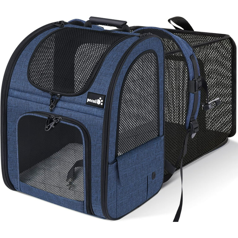 Pecute Cat Backpack, Expandable Breathable Pet Carrier Bag, Dog Backpack, Size: 16.5x13.2XL (10.6-24.4), Blue
