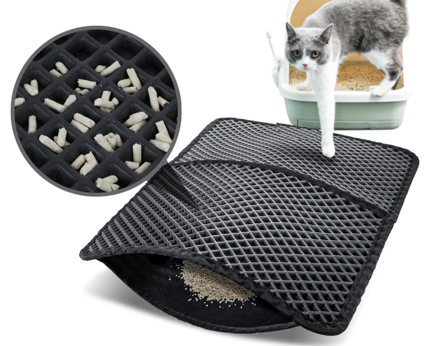 Cat Litter Mat 45*30cm Pet Cat Litter Box Litter Trapping Mat