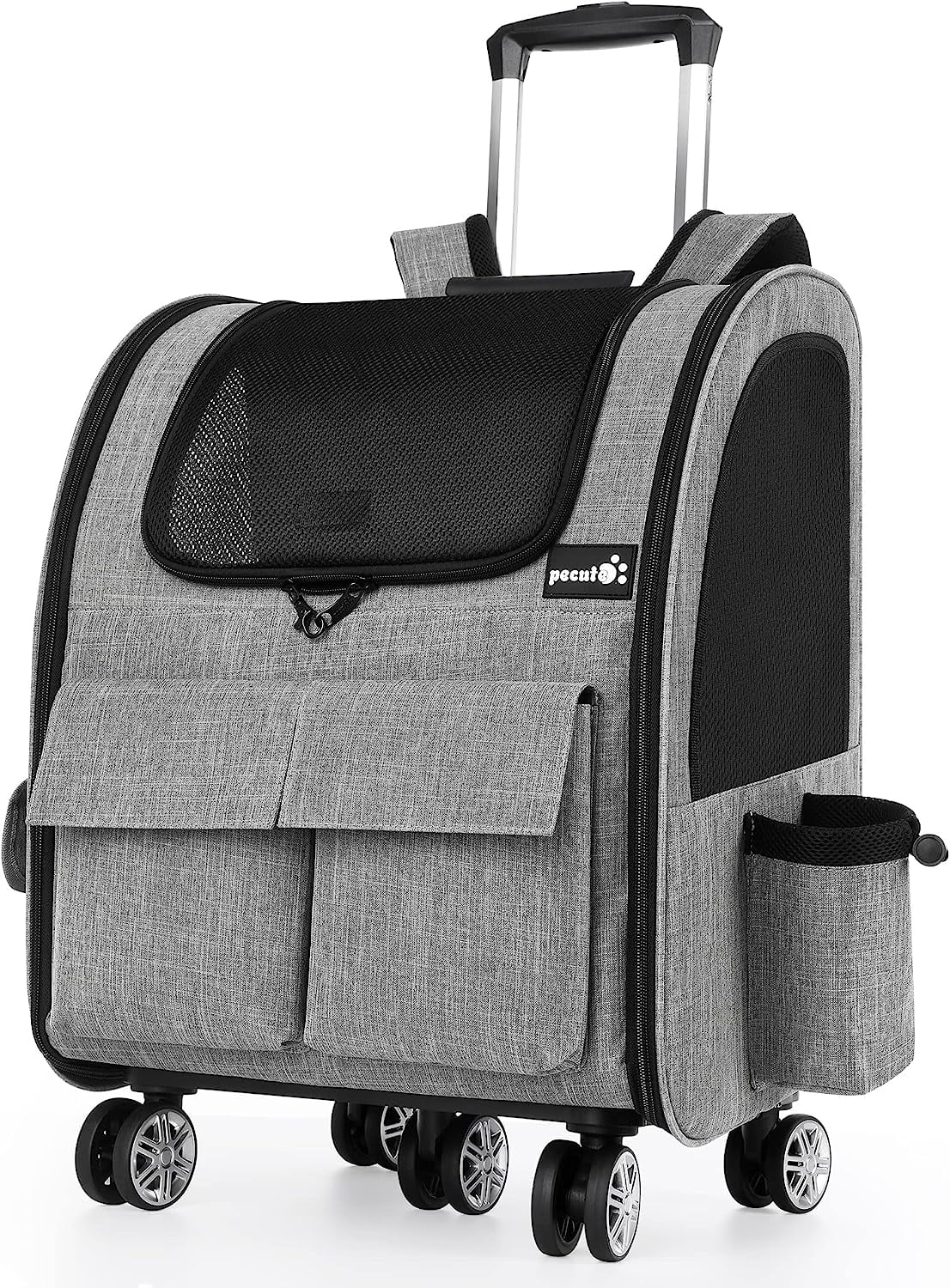 Pecute Pet Carrier with Wheels, Large Collapsible Rolling airline