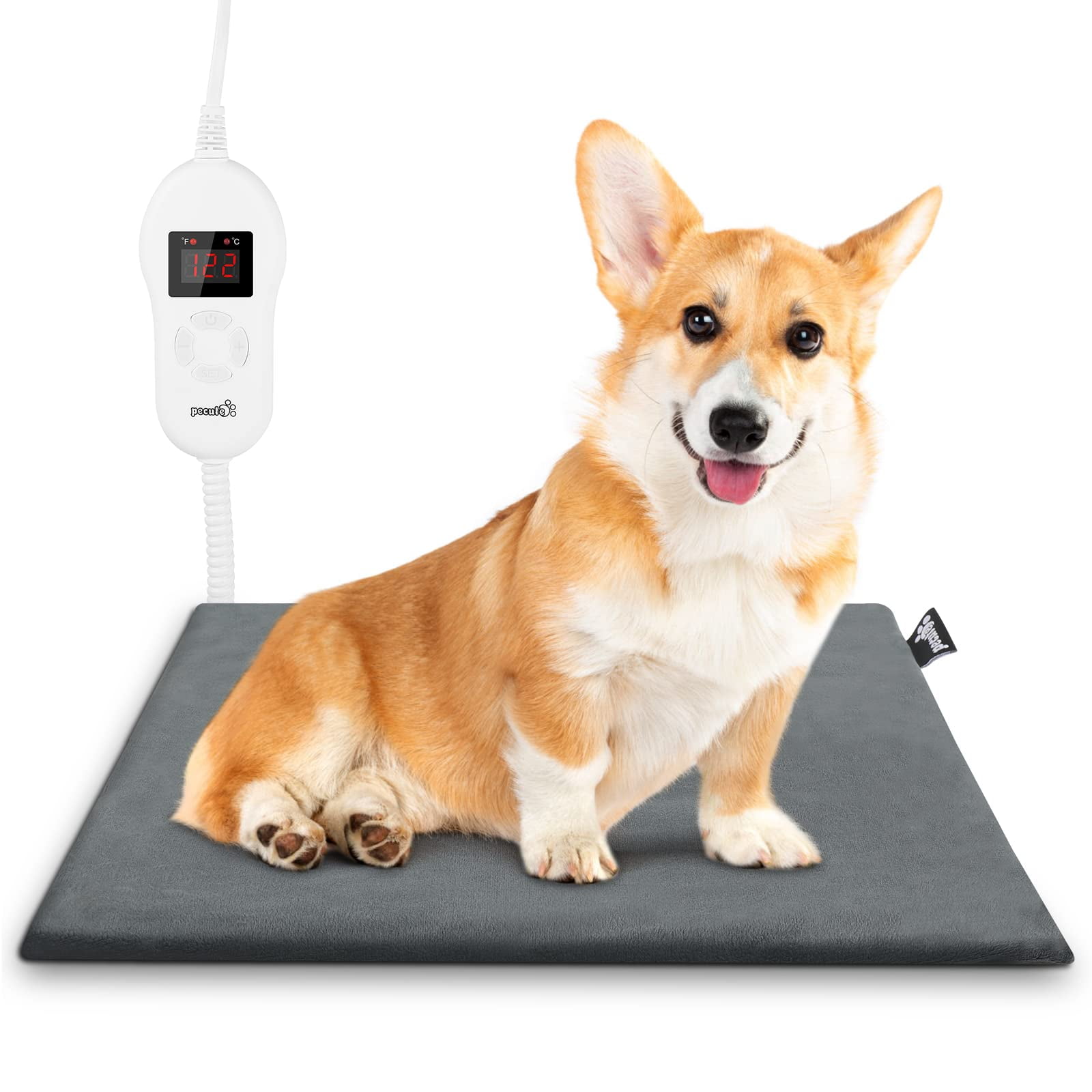 Pecute Pet Heating Pad, Adjustable Electric Dog Heating Mat with Cover