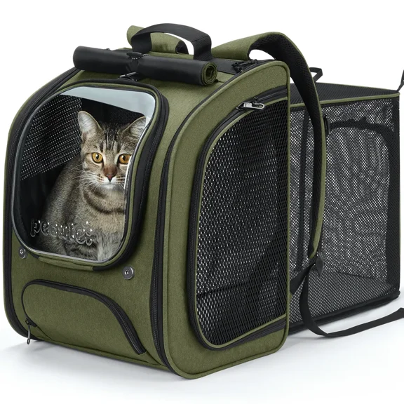 Pecute Space Capsule Pet Backpack Animal Carrier - Expandable Large Capacity, Breathable, UV-Protective for Cats and Puppies