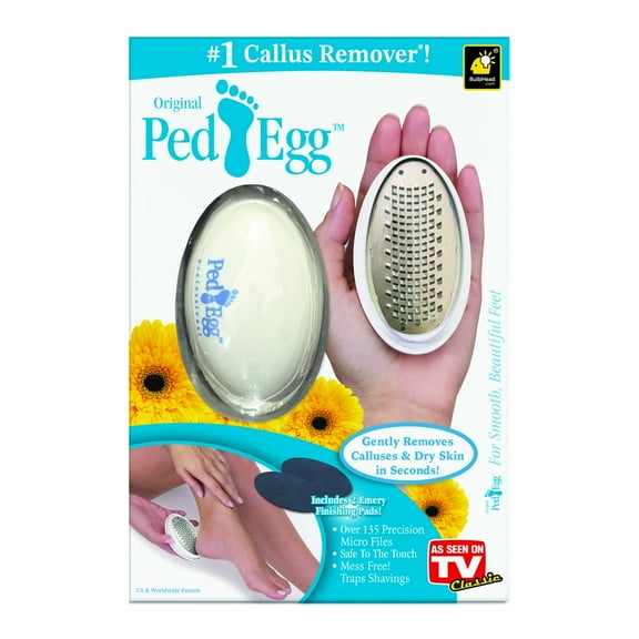 PedEgg Classic Callus Remover, New Look, Safely & Painlessly Remove Tough Calluses Dry Skin to Reveal Smooth Soft Feet, 135 Precision Micro-Blades, Traps Shavings