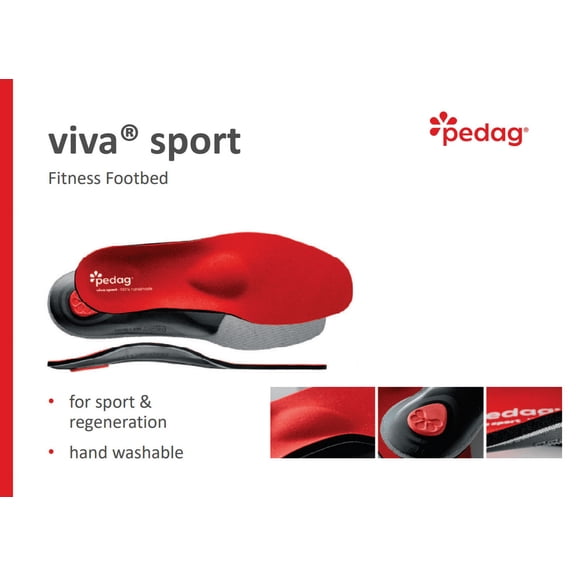 Pedag | Viva Sport | Shock Absorbent Arch Support Insoles |Red Neoprene | Size US 11M/EU 44 | 1 pair