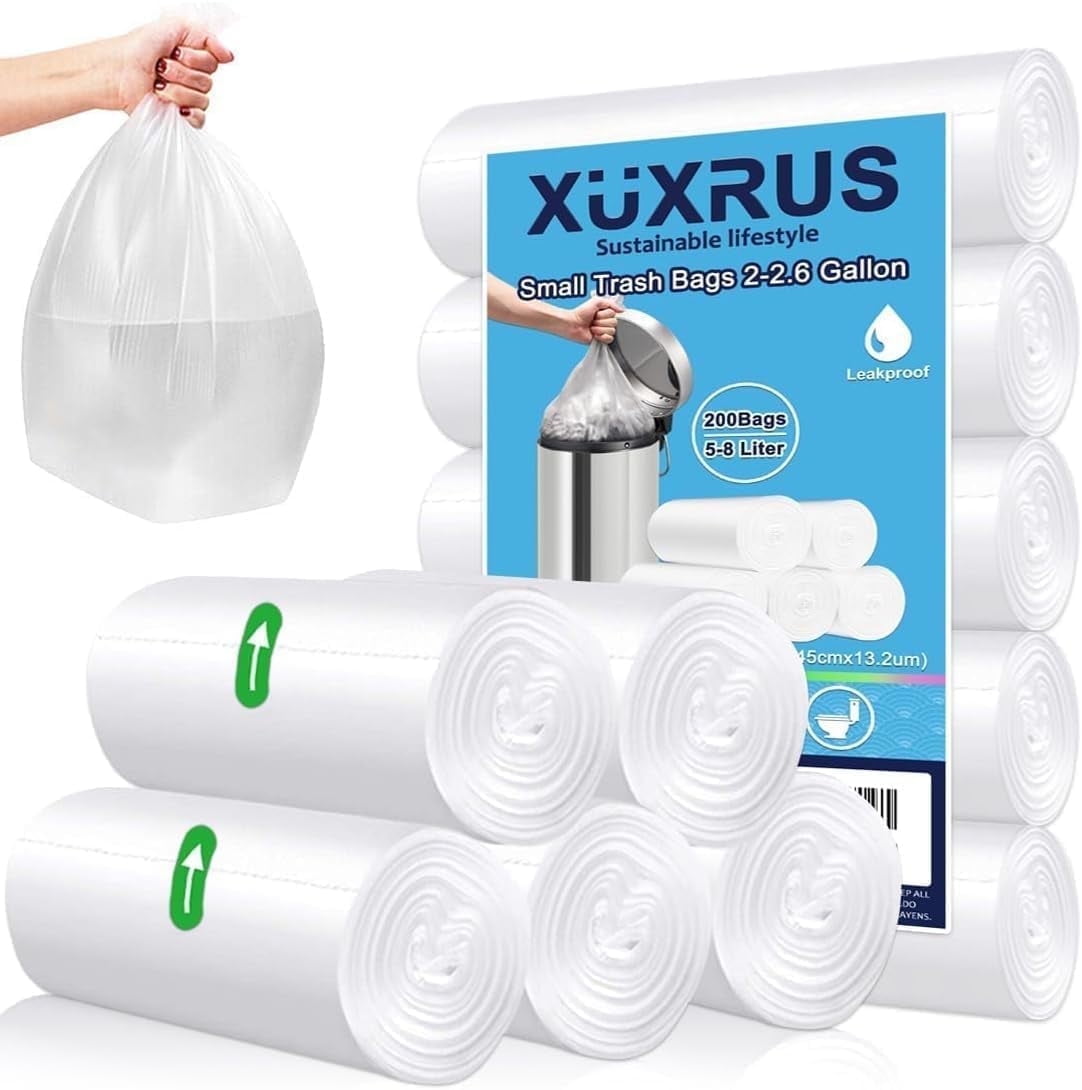 XUXRUS 5 Liters 200 Bags Small Bin Bags Clear Plastic Bags for Office ...