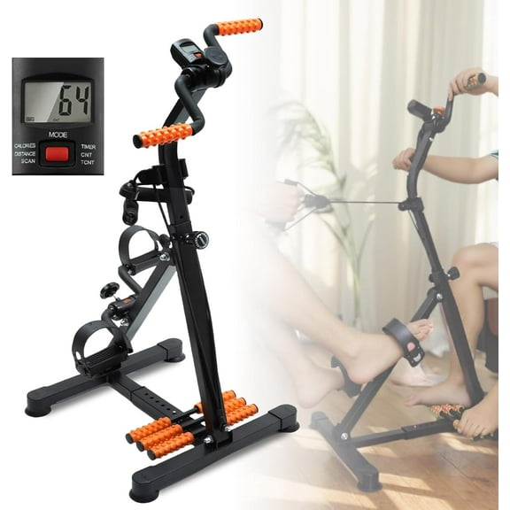 Pedal Exercise Bike for Seniors, Home Exercise Equipment for ElderlyHand Arm Leg and Knee Fitness Machine with Massage, LCD Monitor