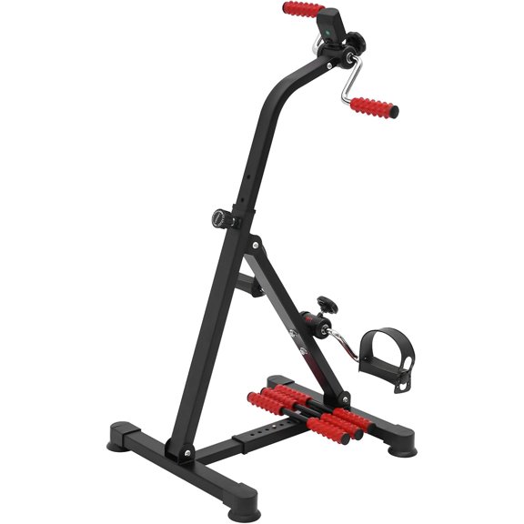 Pedal Exerciser Bike Fitness Bike with LCD Screen Adjustable Height(31.1-36.61 in) Knee Pedal Trainer for Seniors Elder 110 lbs Load Capacity