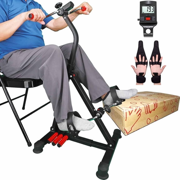 Pedal Exerciser Bike Hand Arm Leg and Knee Peddler Adjustable Fitness Equipment for Seniors, Elderly Home Dual Pedal Exercise Bike for Total Body - Great Gift for Elderly Rehab