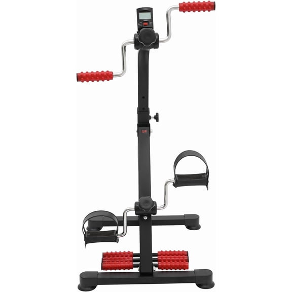Pedal Exerciser Bike, Hand Arm Leg and Knee Peddler Adjustable Fitness Equipment for Seniors w/LCD Screen Display, Home Pedal Exercise Bike for Total Body, Black