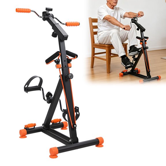 Pedal Exerciser Bike for Seniors, Hand Arm Leg Knee Peddler, Upper Lower Limb Physical Therapy Trainer with Action Roller Handle, Pull Rope, Swing Pedal, Foot Massage Function