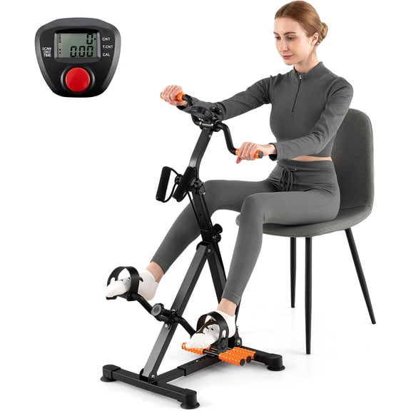 Pedal Exerciser Bike for Seniors, Hand Arm Leg Knee Physical Therapy Exercise Bike with Monitor, Indoor Adjustable Fitness Equipment for Rehabilitation Recovery