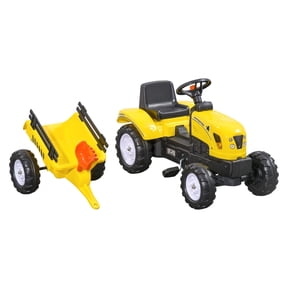 Pedal Go Kart for Kids, Ride-On Tractor with Trailer, Shovel & Rake, Yellow, Ages 3+