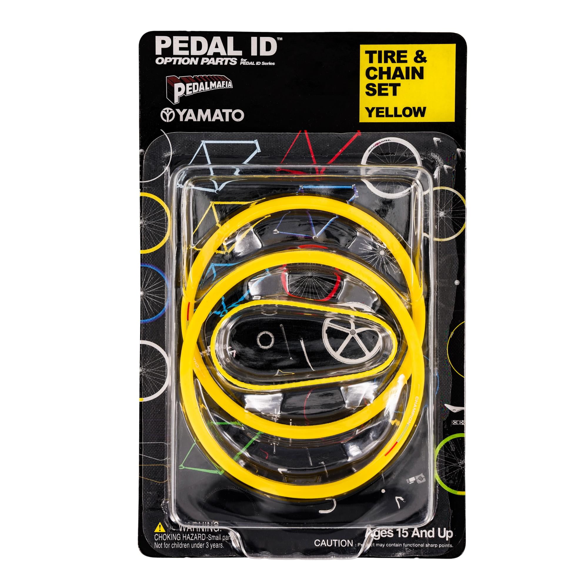 Pedal Id 1:9 Scale Bicycle: Tire & Chain Set: Yellow - Walmart.com