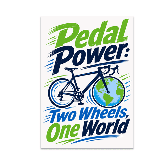 Pedal Power: Two Wheels, One World - Outdoor Fitness Enthusiast - 13x19 Poster Print
