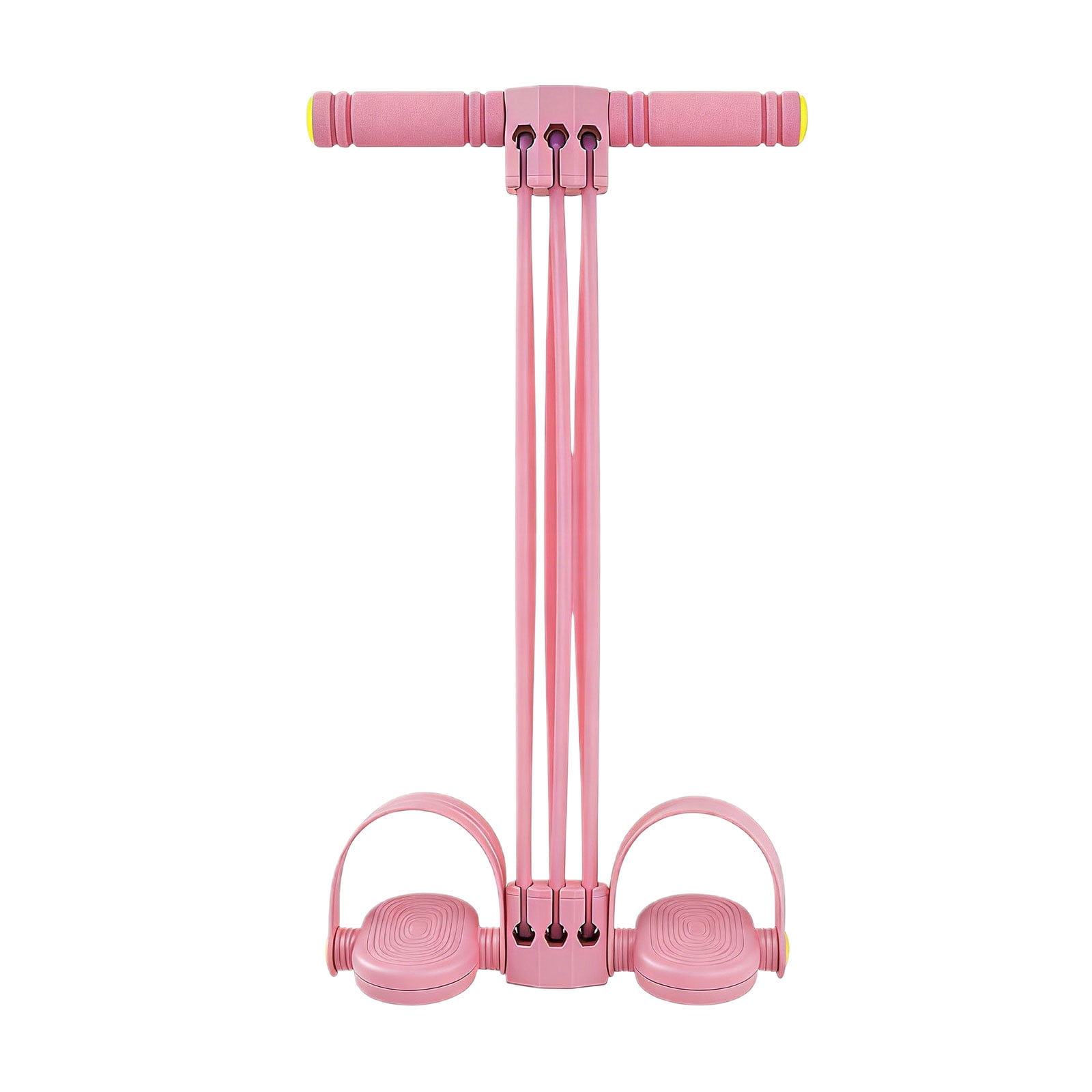 Pedal Resistance Band 6-Tube with Handles, Natural Rubber Full Body Workout.(Pink)