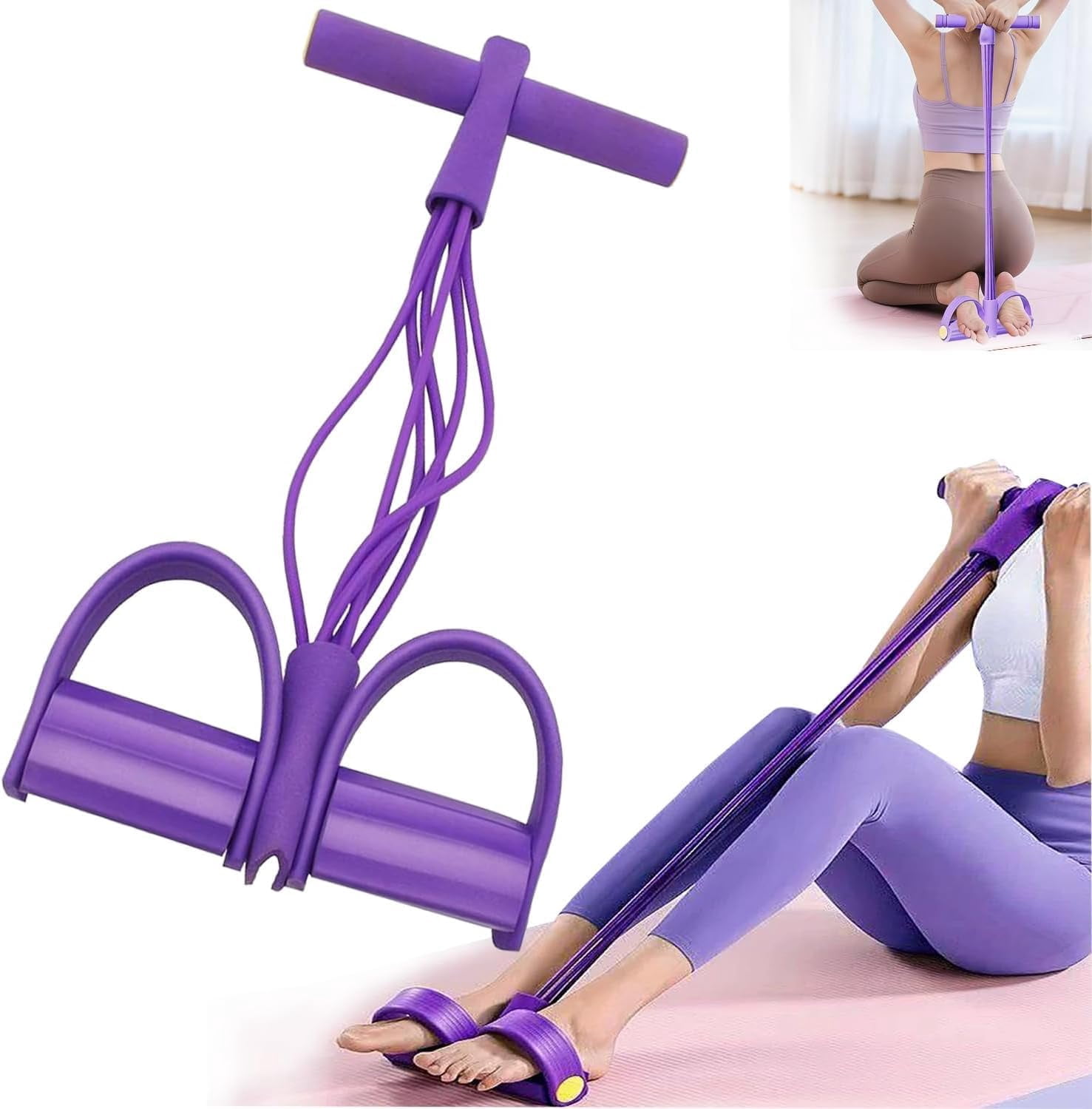 Pedal Resistance Band Elastic Pull Rope Fitness Sit-up Exercise, 4/6/8 ...