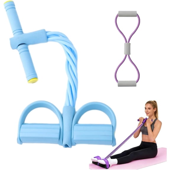 Pedal Resistance Band with Handle - 2026 New Latest 8-Tube Pedal Resistance Device, Multifunction Natural Rubber Foot Trainer for Abdomen Waist Arm Leg