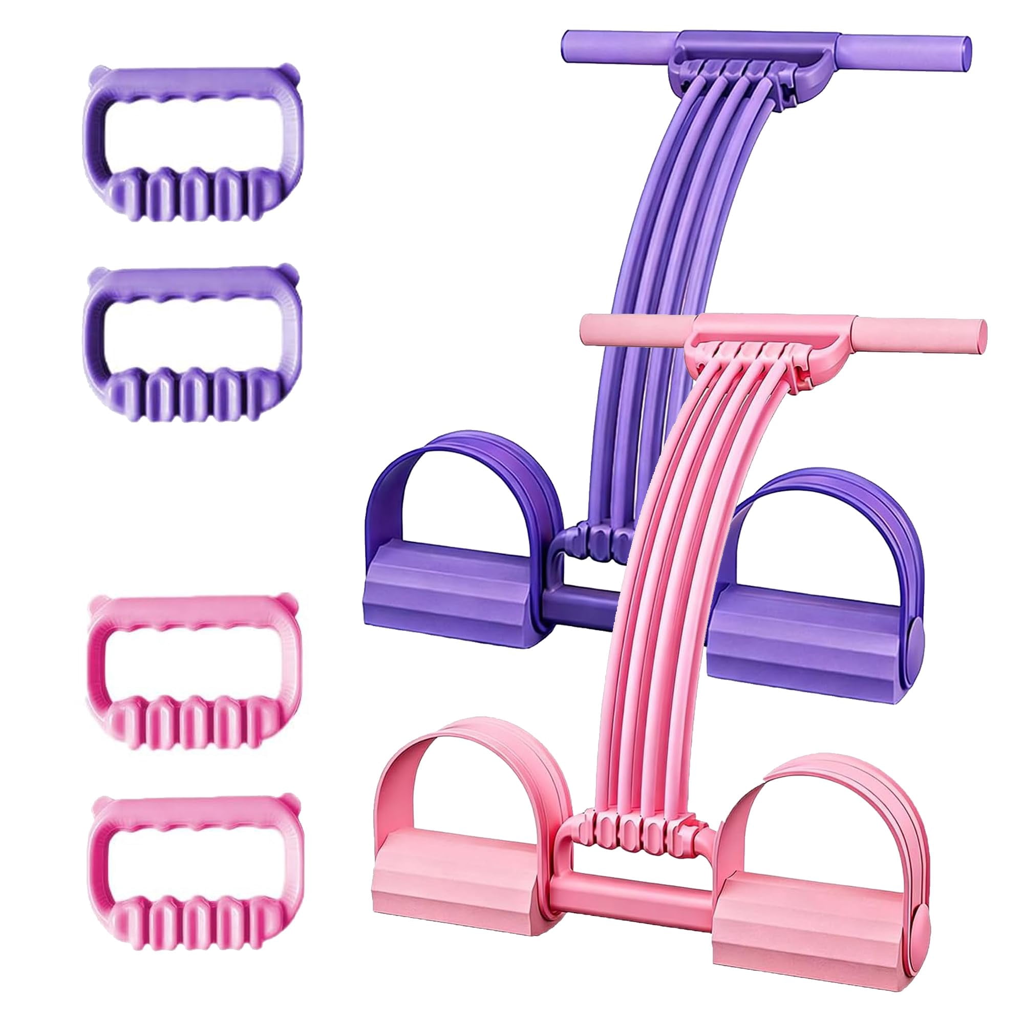 Pedal Resistance Band with Handle, 2026 New Upgraded 8-Tubes Manual Tension Training Pedal, Multifunction Rubber Foot Fitness Bands for Abdomen, Waist, Arm, Leg