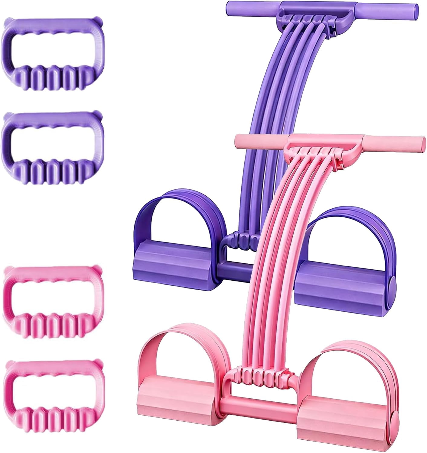 Pedal Resistance Band with Handle, 2026 New Upgraded 8-Tubes Manual Tension Training Pedal, Multifunction Rubber Foot Fitness Bands for Abdomen, Waist, Arm, Leg