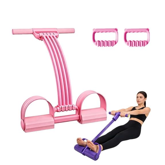 Pedal Resistance Band with Handle, 2026 New Upgrate 8 Tube Exercise Band 3in1 Multi-Function for Foot Pedal Pull, Back Stretch & Chest Expand, Portable Latex Fitness