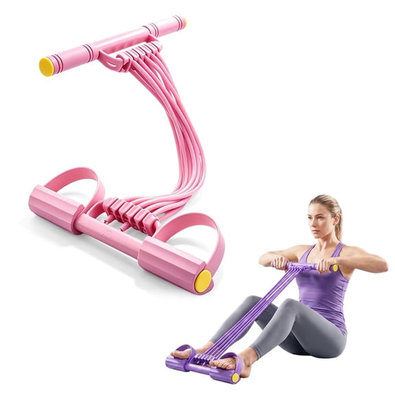 Pedal Resistance Band with Handle, Adjustable 8-Tube Elastic Pull Rope, Assistant Exerciser for Home, Yoga & Slimming, Multifunction Portable Pedal Puller for Arm, Waist & Leg