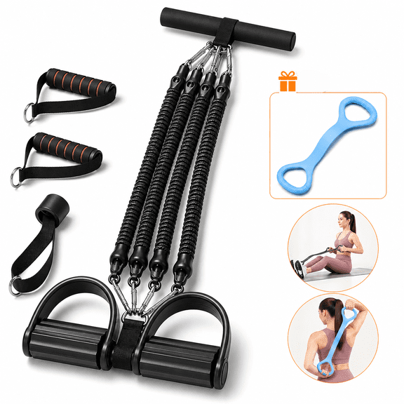 Pedal Resistance Band with Handle, Upgrade 21 Fitness Resistance Bands, Multifunction Home Workout Equipment for Full Body, Core, Leg & Waist Training