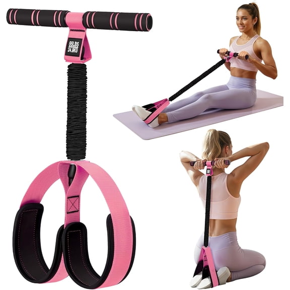 Pedal Resistance Band with Handle | Upgraded 55LBS Exercise Resistance Bands for Core, Abs, Legs, Glutes, Arms, Strength, Physical Therapy, Pilates, Sit Up Workout Equipment for Women Home Gym