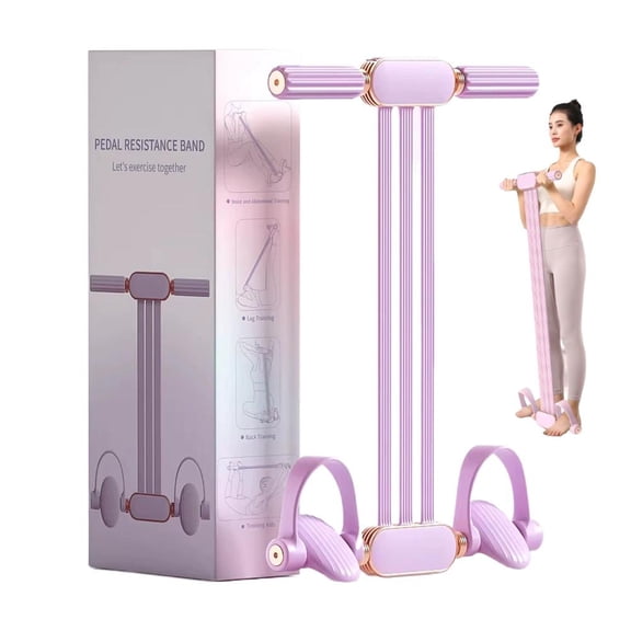 Pedal Resistance Band with Handle,Upgraded 55LBS Latex Tube Exercise Resistance Bands Elastic Pull Rope for Home Workout,Sit Up Body Stretching Exercise Equipment for Core Abs Arm Leg Pilates