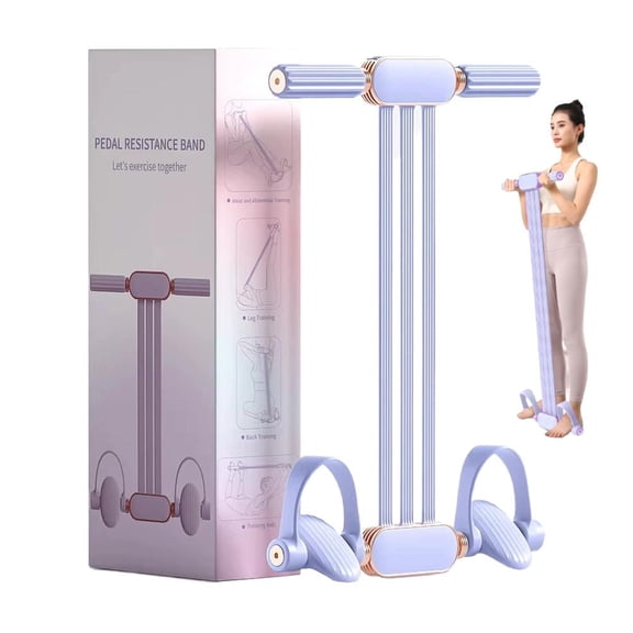 Pedal Resistance Band with Handle,Upgraded 55LBS Latex Tube Exercise Resistance Bands Elastic Pull Rope for Home Workout,Sit Up Body Stretching Exercise Equipment for Core Abs Arm Leg Pilates