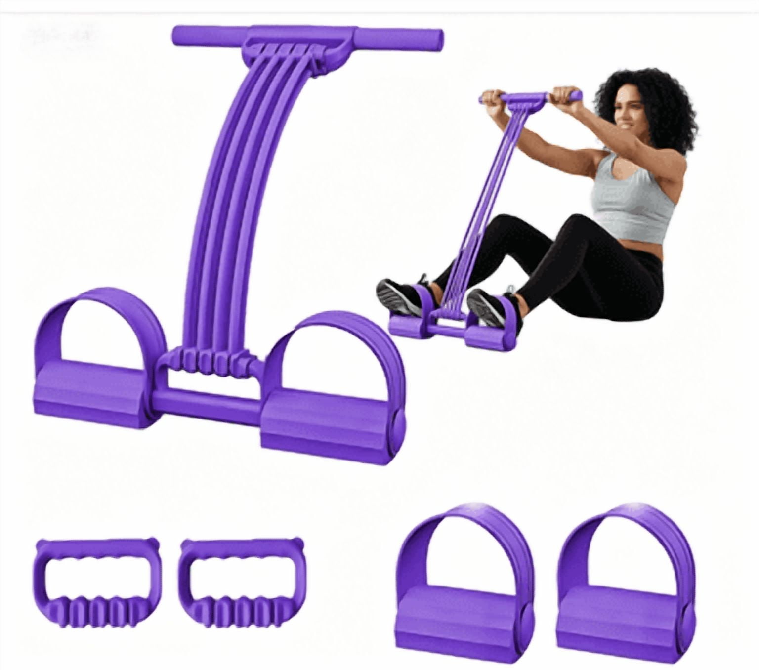 Pedal Resistance Band with Handles, 2026 New Upgraded 8-Tube Latex Fitness Tension Rope, 3-in-1 Multifunction Elastic Yoga Resistance Band for Foot Pedal Pull, Back Stretch, Chest Expand(M)