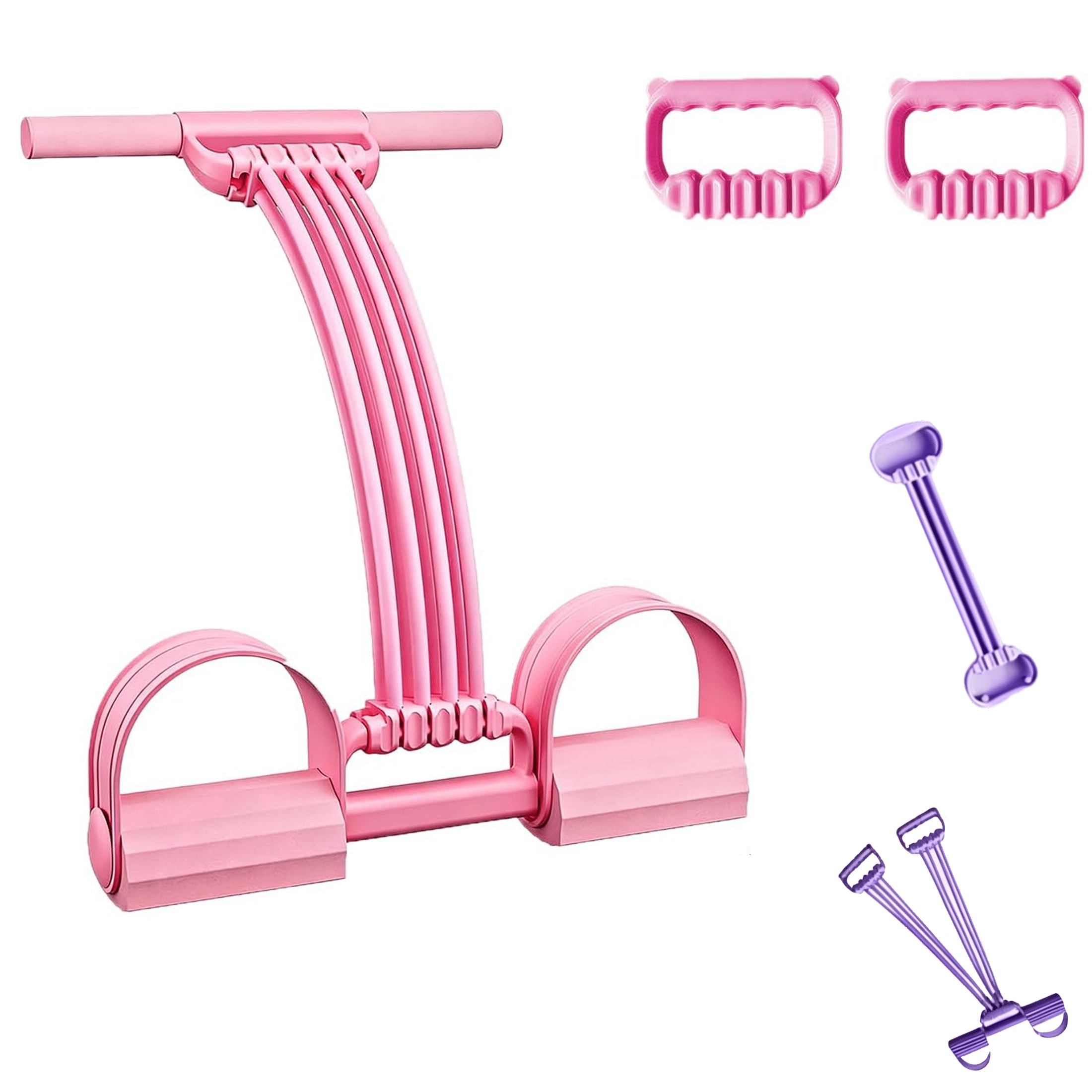 Pedal Resistance Band with Handles, 8 Tube 3-in-1 Multi-Function Exercise Band for Foot Pedal Training, Back Stretch & Chest Expansion, Portable Home Fitness Equipment