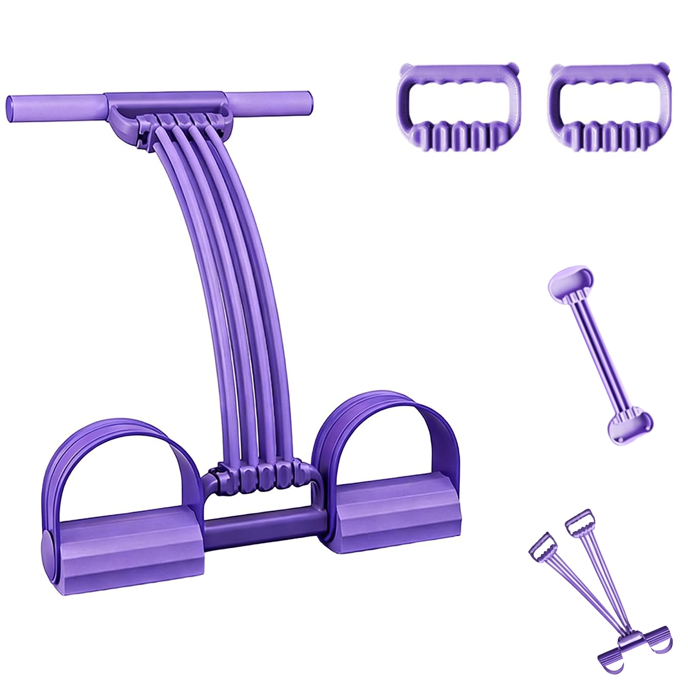 Pedal Resistance Band with Handles, 8 Tube 3-in-1 Multi-Function Exercise Band for Foot Pedal Training, Back Stretch & Chest Expansion, Portable Home Fitness Equipment