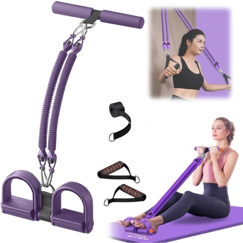 Pedal Resistance Band with Handles – Adjustable 50/75/100 lb Resistance, Full Body Workout for Beginners to Advanced, Home Gym Abs Arms Legs Yoga with 2 Handles + Door Anchor