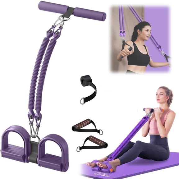 Pedal Resistance Band with Handles – Adjustable 50/75/100 lb Resistance, Full Body Workout for Beginners to Advanced, Home Gym Abs Arms Legs Yoga with 2 Handles + Door Anchor