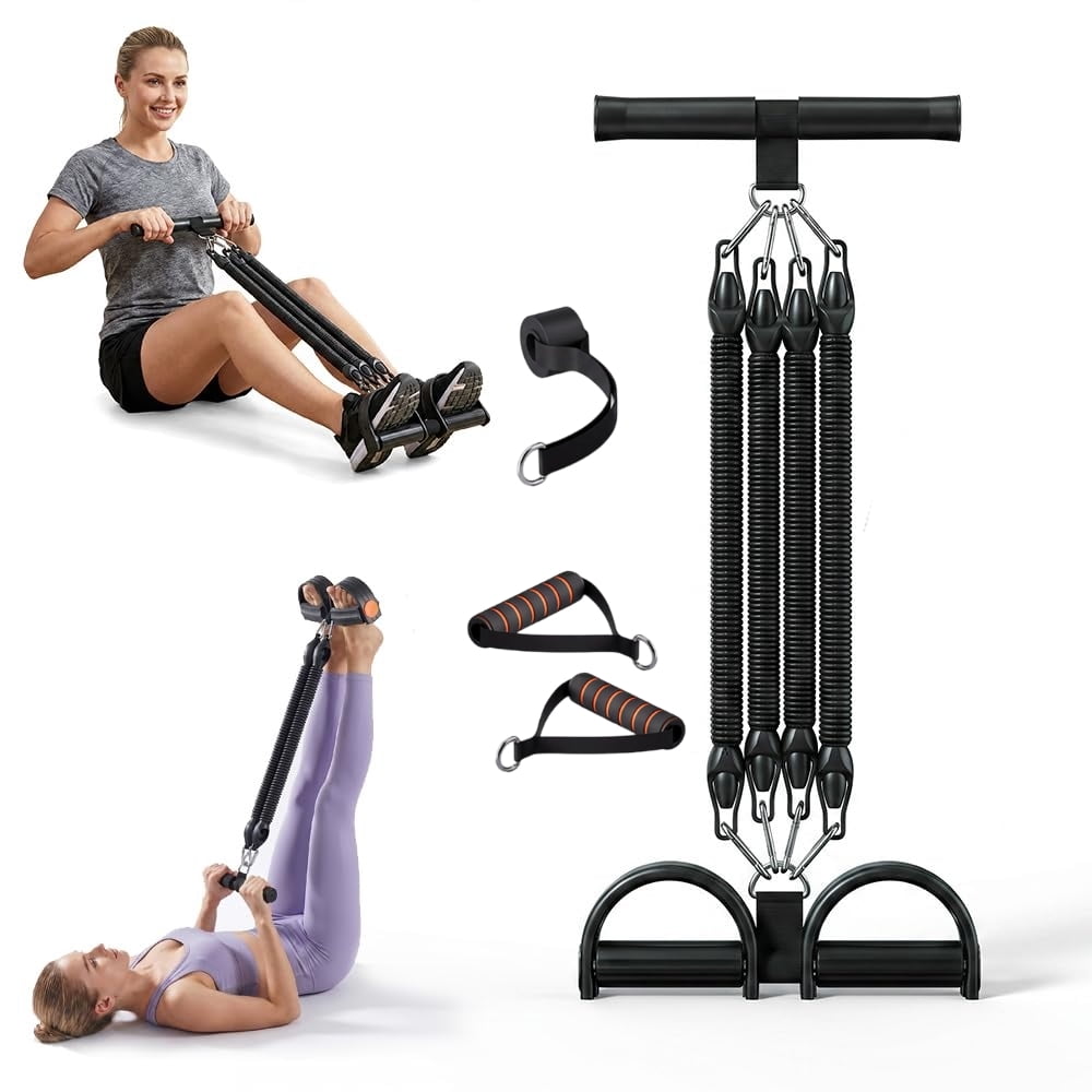 Pedal Resistance Band with Handles – Adjustable 50/75/100 lb Resistance, Full Body Workout for Beginners to Advanced, Home Gym Abs Arms Legs Yoga with 2 Handles + Door Anchor