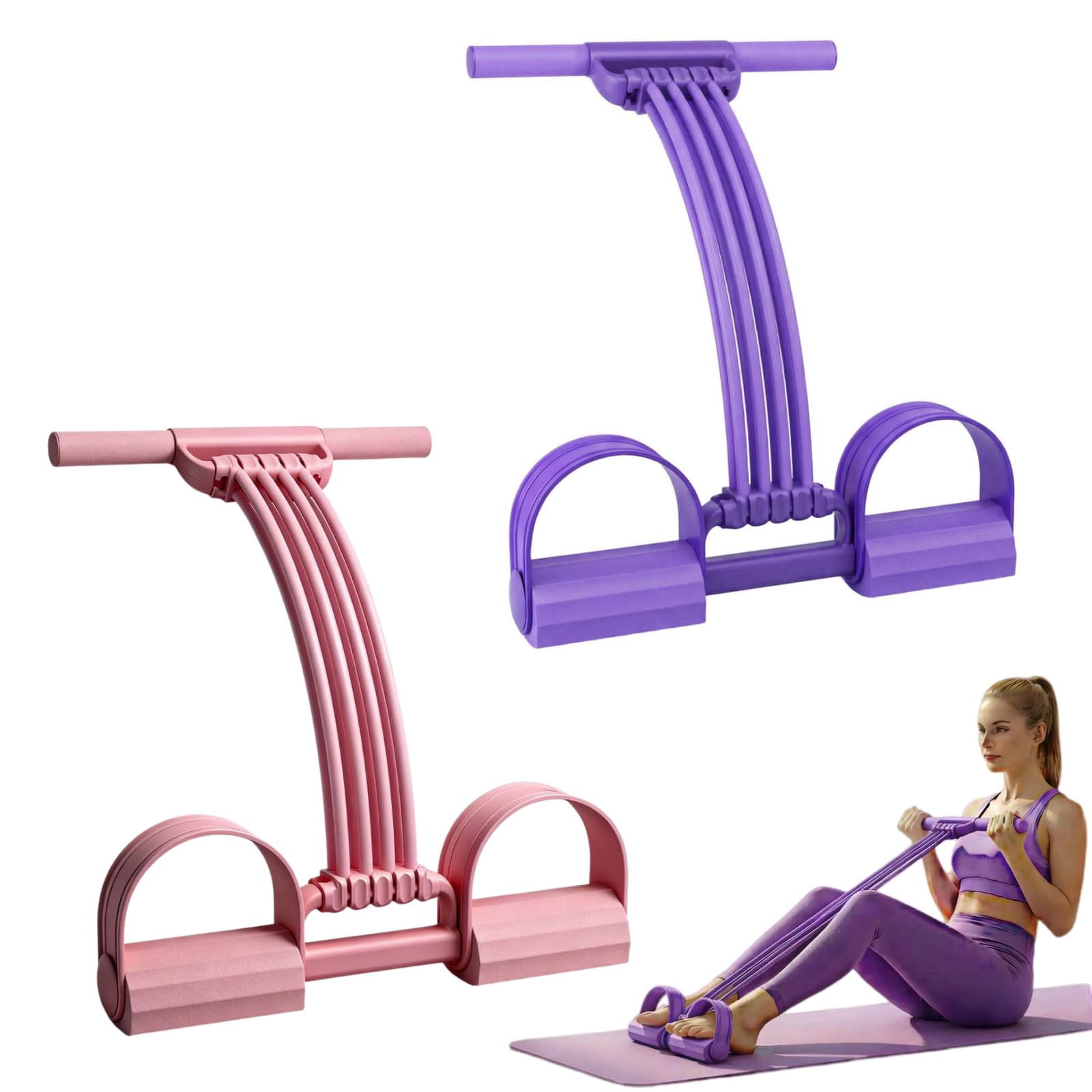 Pedal Resistance Band with Handles for Full Body Workout, Elastic Foot Pedal Exercise Band for Back, Arms, Chest & Core Training, Portable Home Fitness Equipment