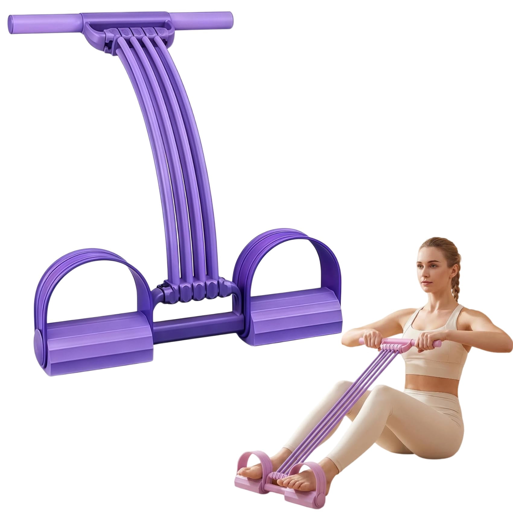 Pedal Resistance Band with Handle, 3-in-1 8 Tube Adjustable Resistance Bands for Full Body Workout, Chest Expander & Back Exercise