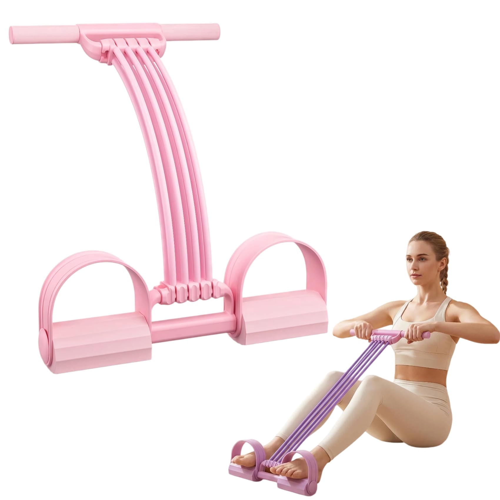 Pedal Resistance Band with Handle, 3-in-1 8 Tube Adjustable Resistance Bands for Full Body Workout, Chest Expander & Back Exercise