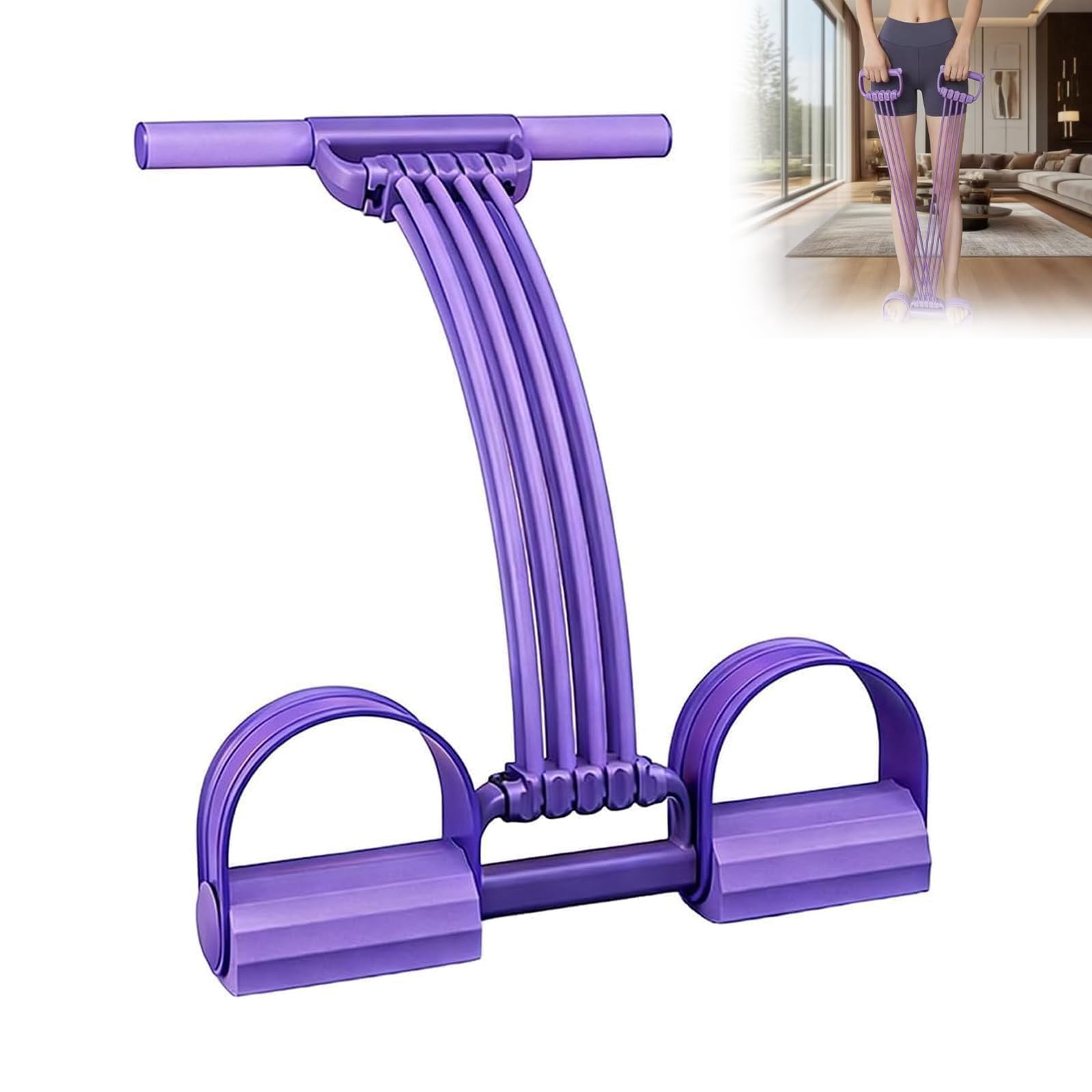 Pedal Resistance Band with Handle,3-in-1 Multifunction 8 Tube Exercise Bands for Full Body Workout