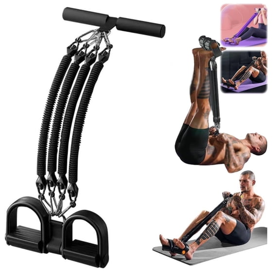 Pedal Resistance Band with Handle - 4-Strand Ankle Puller, Full Body Workout for Abs, Core, Legs and Arms