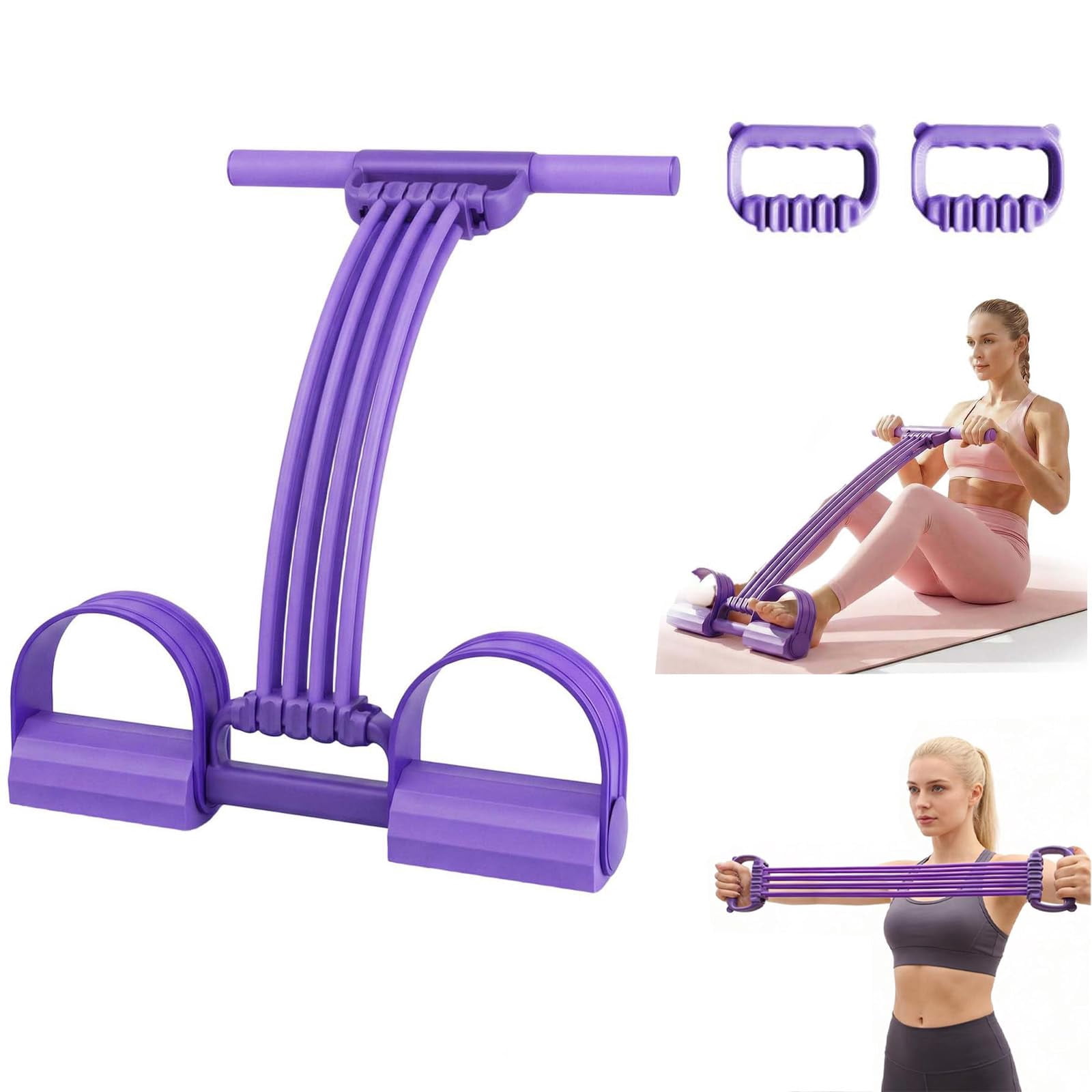 Pedal Resistance Band with Handle, 8 Tube Full Body Workout Exercise Band for Home Gym Fitness Training