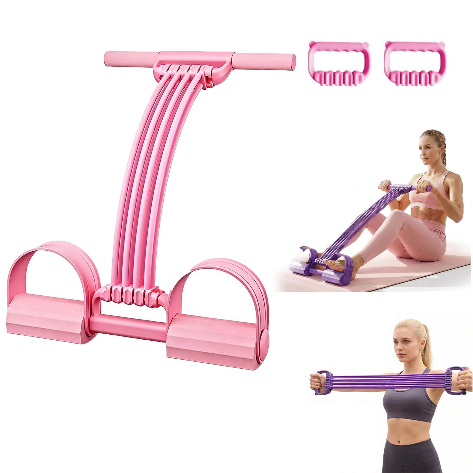 Pedal Resistance Band with Handle, 8 Tube Full Body Workout Exercise Band for Home Gym Fitness Training